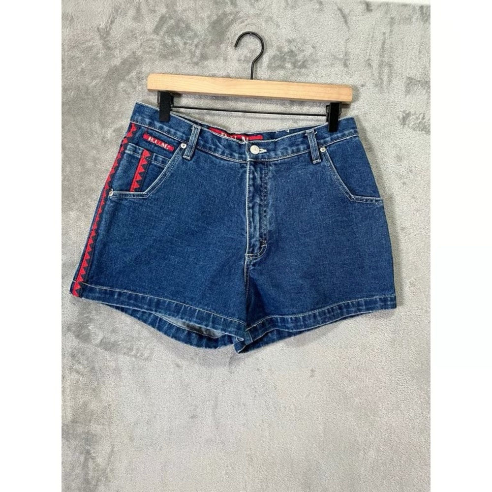 Vintage Denim Women’s Shorts with Red Trim
